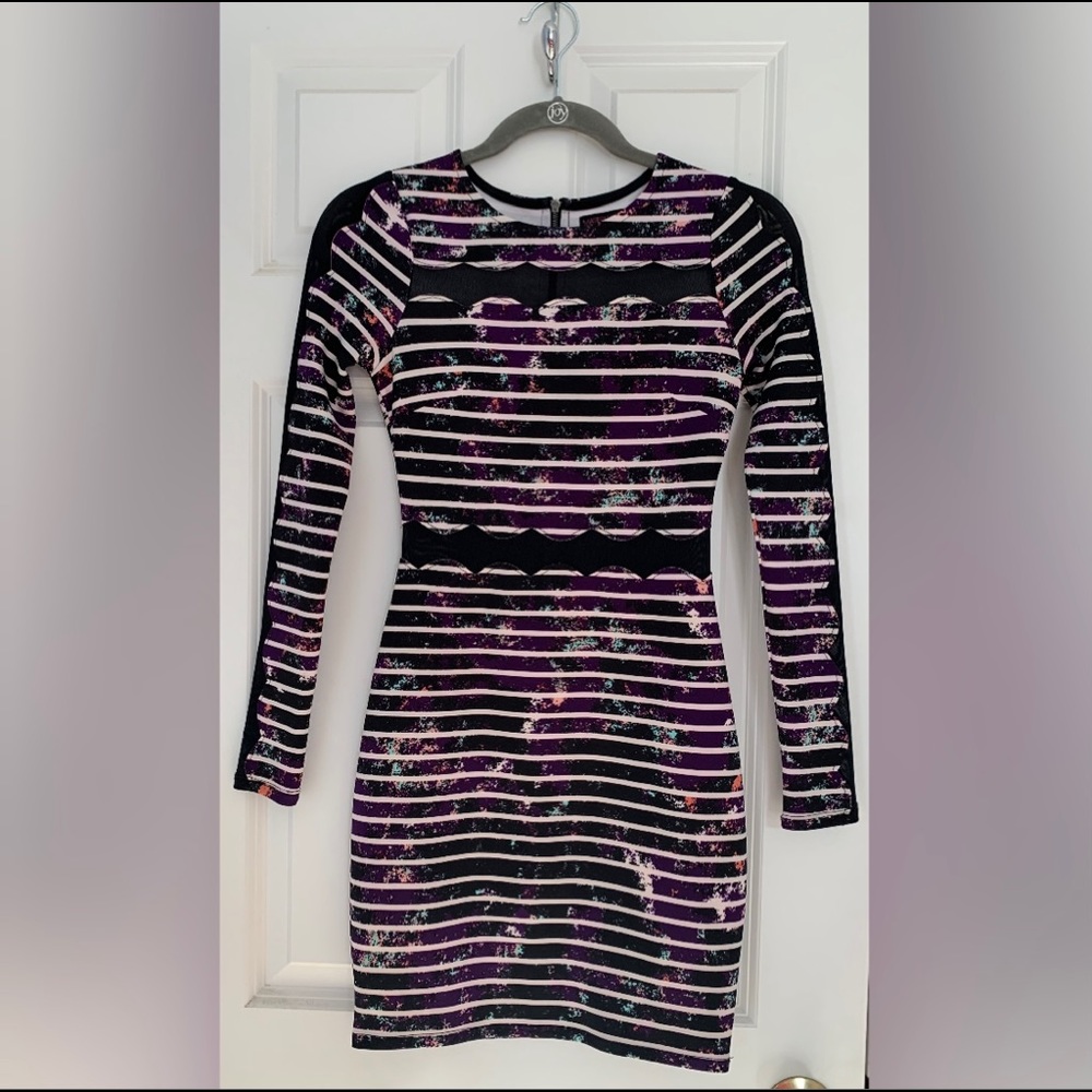 Material Girl Purple & Black Splatter Stripe Dress
